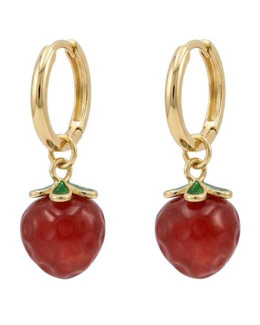seree Red Harvest Jade Stone Charm Earrings