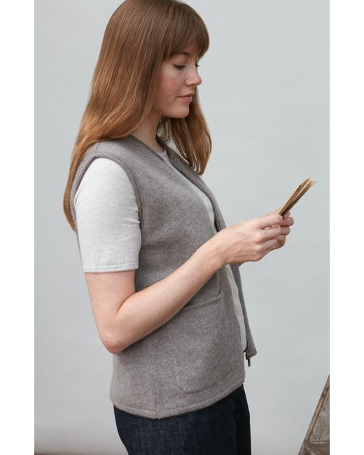 Paul James Knitwear Gray Neutrals Lambswool Larkspur Knitted Gilet