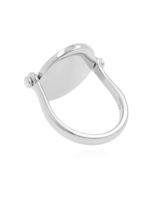 Cote Cache Metallic Mother Of Pearl Flip Mirror Ring