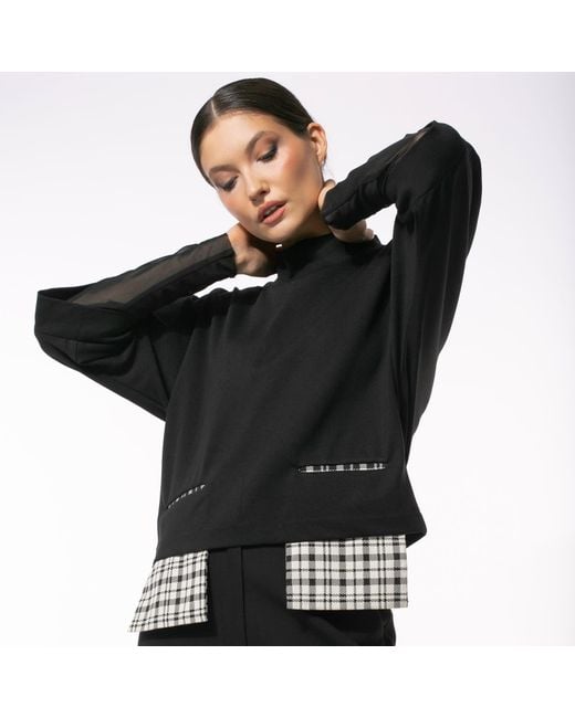 Larisa Dragna Black Midnight Tee Contrast Blouse