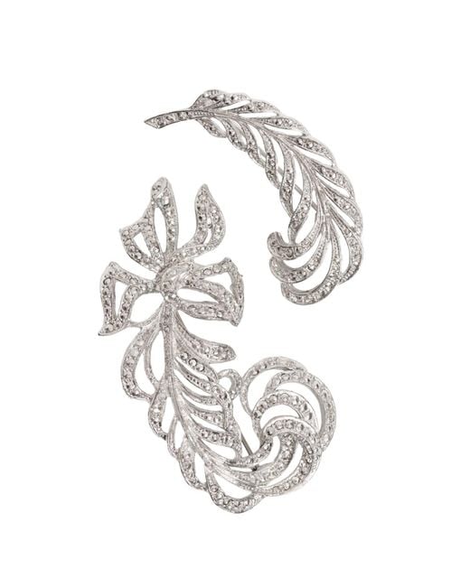 Caramel Vintage Jewellery Metallic Plated Crystal Flourish Brooch