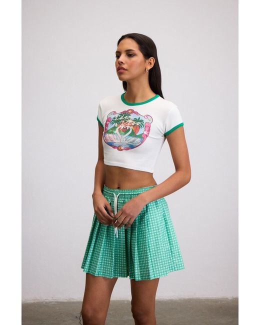 Je Te Veux Blue Eden Kiss Swan Print Baby Tee