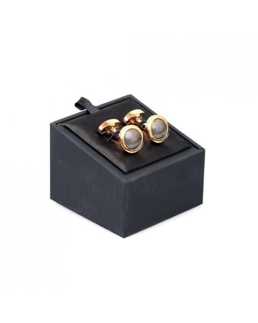 DAVID WEJ Metallic Circle With Gunmetal Cufflink – Gunmetal for men