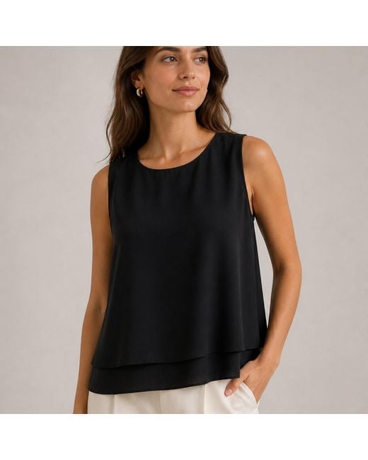 Nuvv Collection Black Ivory Layered Sleeveless Blouse