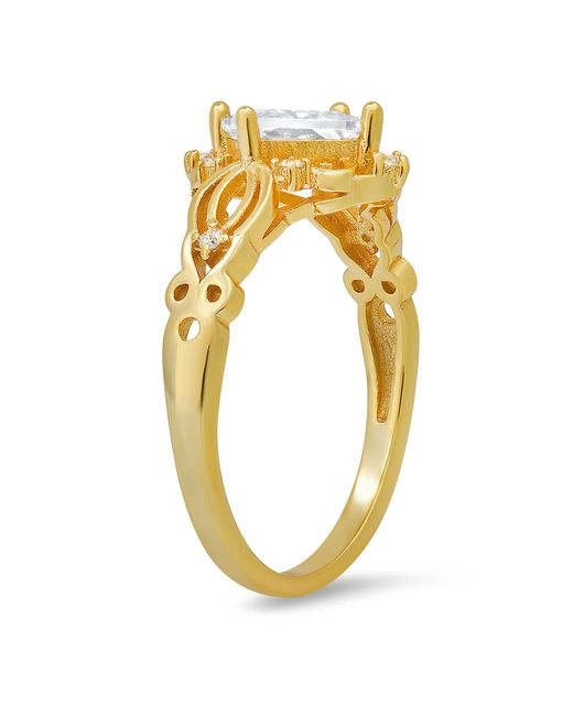 Kylie Harper Metallic Vintage Princess-Cut Diamond Cz Filigree Ring
