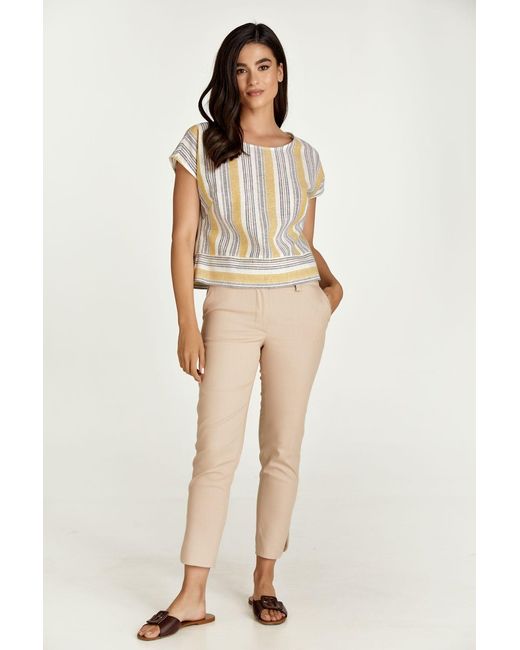 Conquista Metallic Striped Linen Style Top