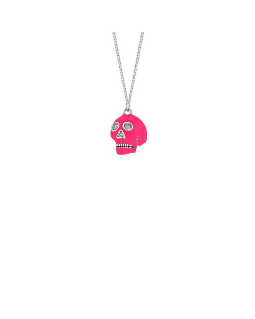 True Rocks Red Sterling & Neon Mini Skull Charm On Hoop for men