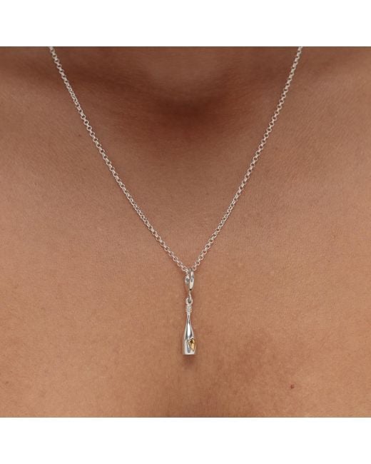 Lily Charmed Metallic Sterling Champagne Bottle Charm Necklace