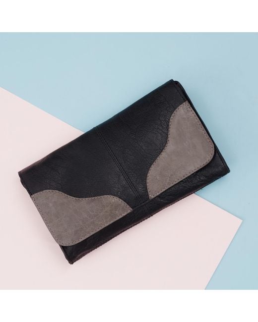 VIDA VIDA Blue Clutch Handbag & Leather