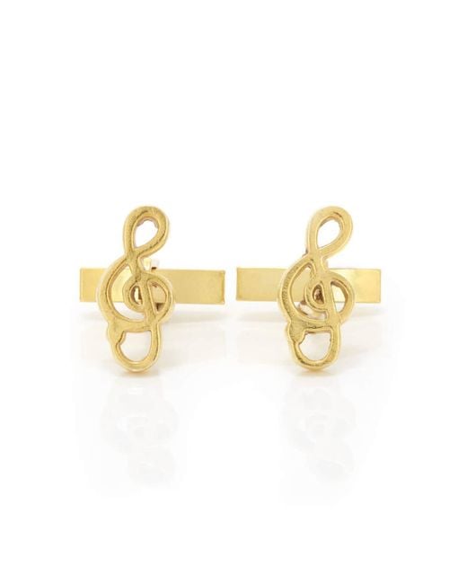 Simon Kemp Jewellers Metallic Clef Cufflinks Eighteen Carat On Sterling for men