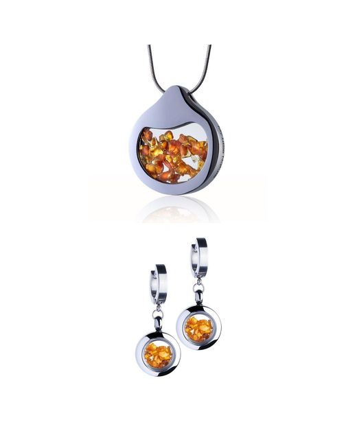 My Little Nature Blue Designer Jewelry Gift Set With Amber Stones