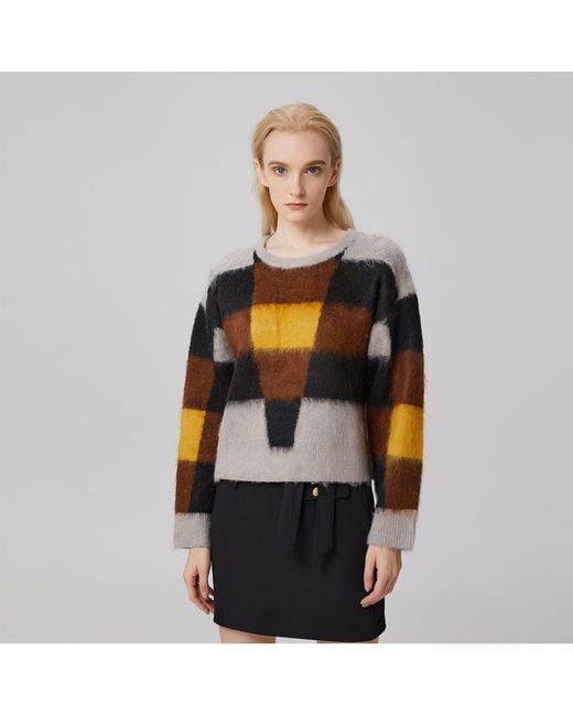Smart and Joy Black Check Pattern Oversize Jumper