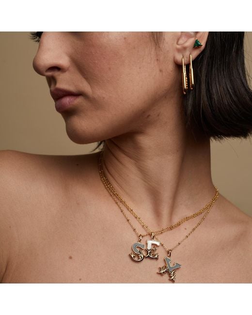 Kasun Metallic Solid W Initial Necklace With Mother Of Pearl