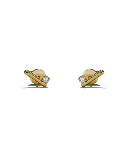 Onia Metallic Diamond Bar Studs