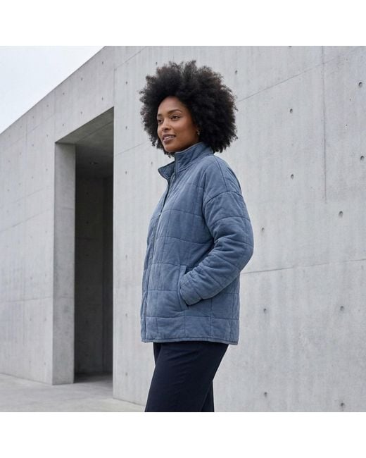 Modenaire Blue Quilted Fleece Jacket Soft Structure