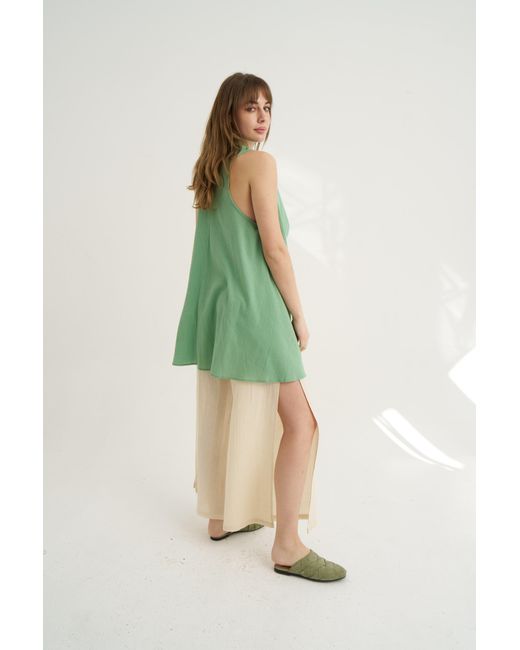 Unexpectedone Green Wrapped By Waterfall Tunic
