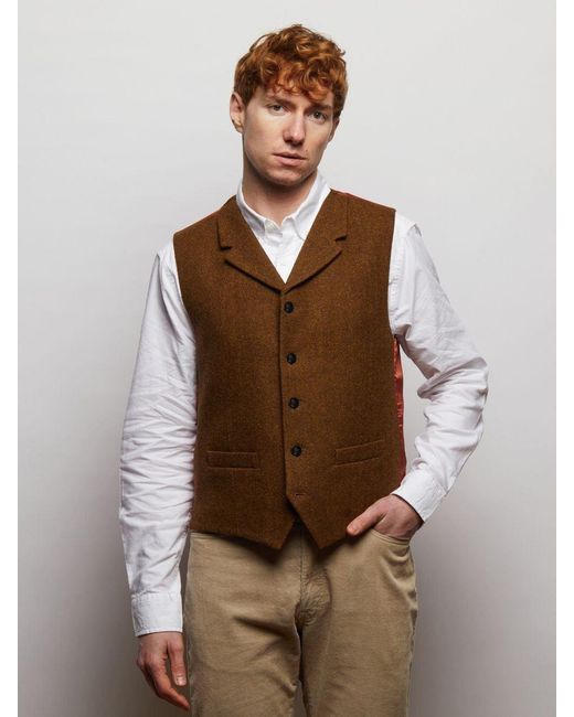 Guards London Brown Sherwood Tweed Wool Waistcoat for men