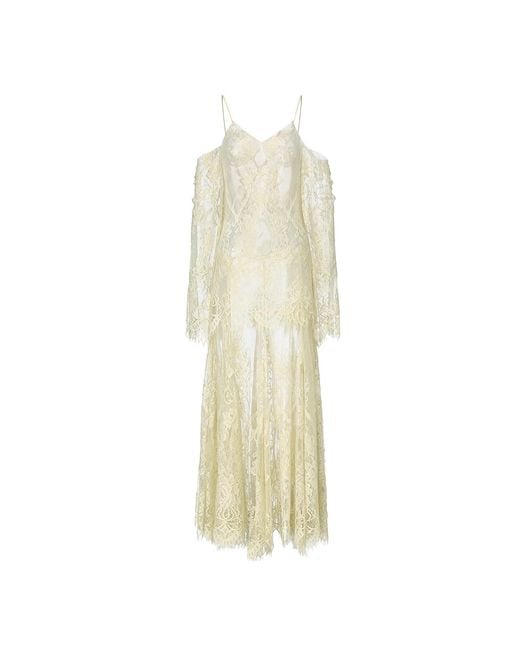 Belsize25 White Faded Narcissus Dress Two-Piece Scalloped Lace Set