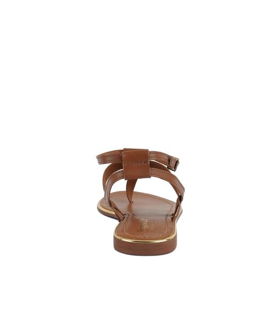 Rag & Co Brown Irene Tan Flat Thong Sandals By Rag & Co