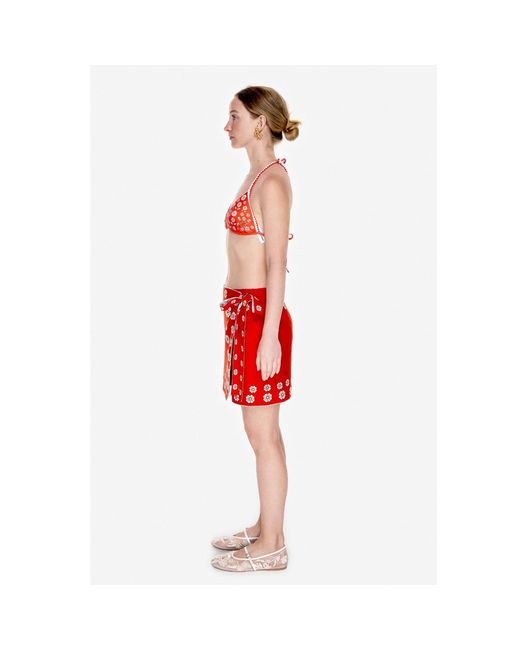 Jessie Zhao New York Red Swim Cover Up Skirt- Garden