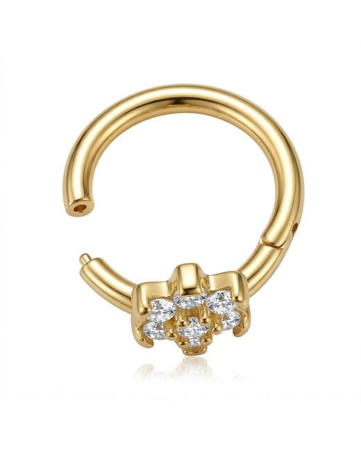 Zahav Jewelry Metallic 10K Solid Cz Floral Clicker Hoop