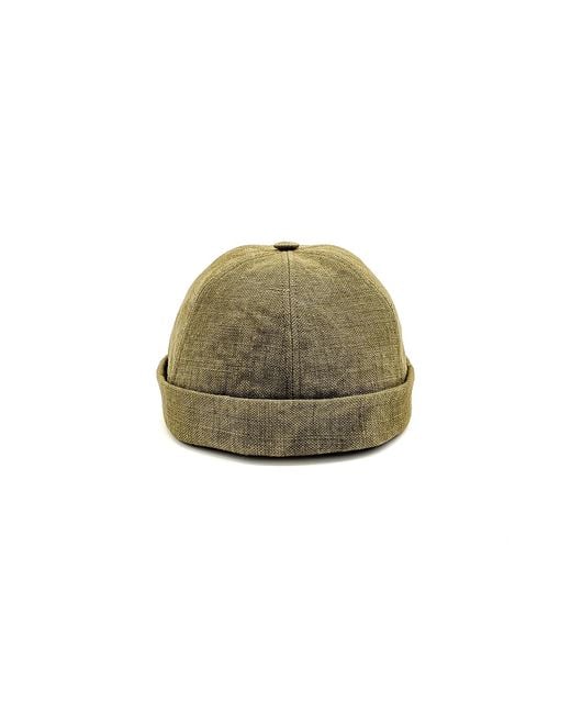 DORIA 1905 Green Washed Raw Linen Fabric Docker Cap for men