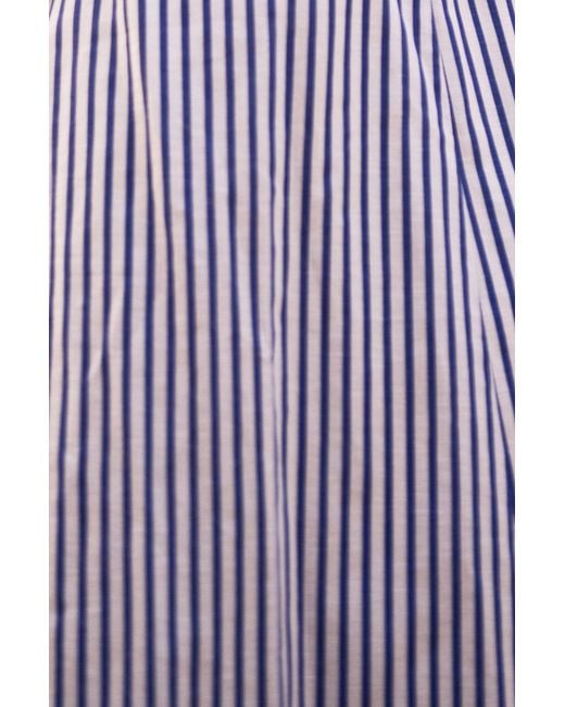Yumi' Purple Stripe Cotton Sun Dress With Ruched Back