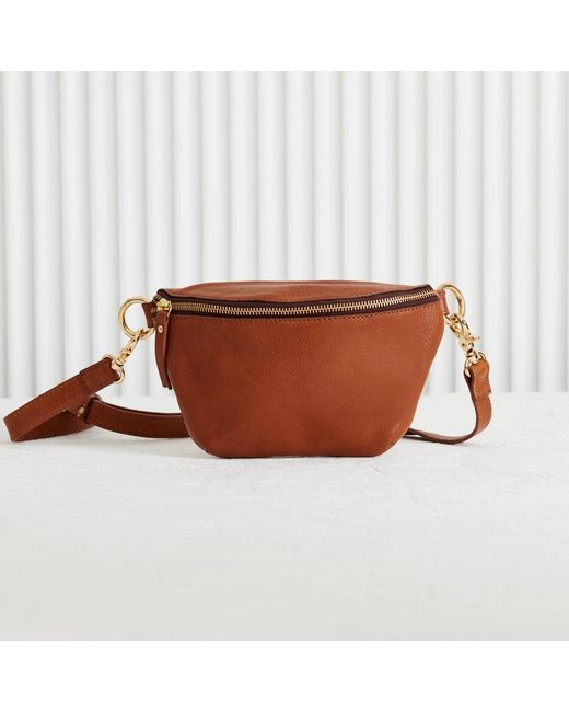 VIDA VIDA Brown Luxury Leather Sling Bum Bag Tan