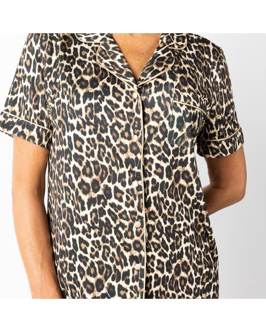 Laines London Gray Luxe Leopard Print Pyjama Set