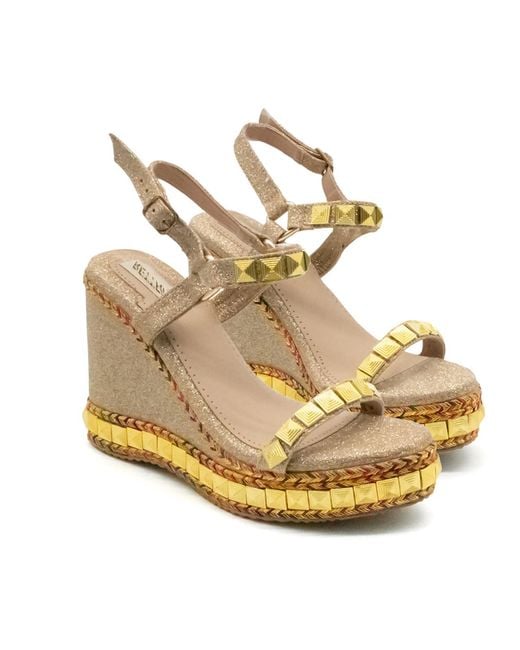 Rettrose Metallic Neutrals Rosalie Nude Hand Embellished Luxury Wedge Shoe