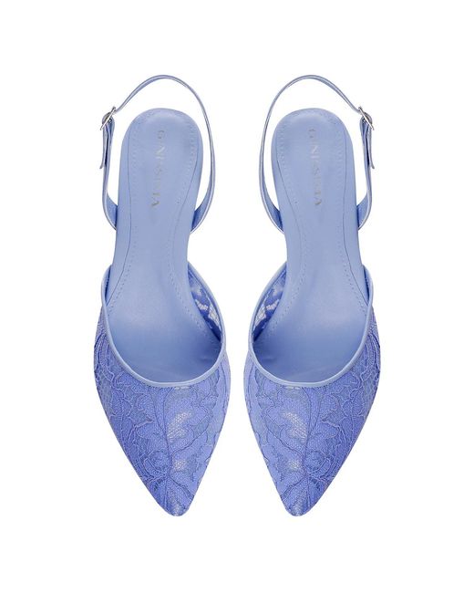 Ginissima Blue Ines Lace Slingbacks