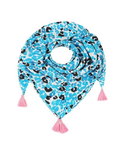 Mercy Delta Blue Cashmere Square Scarf Pina Colada Aqua