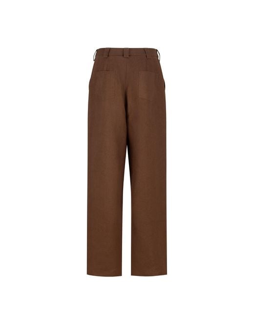 Gunda Hafner Ltd Brown Wide Leg Linen Trousers