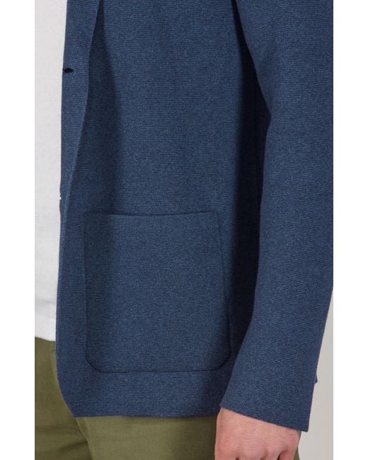 Paul James Knitwear Blue Lightweight Jaspe Cotton Albert Knitted Blazer for men
