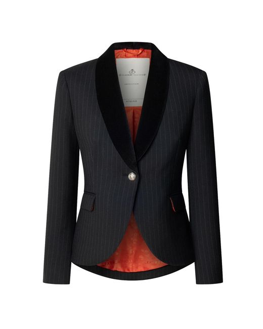 The Extreme Collection Black Pinstripe Blazer With Jewel Embroidery The Gardens