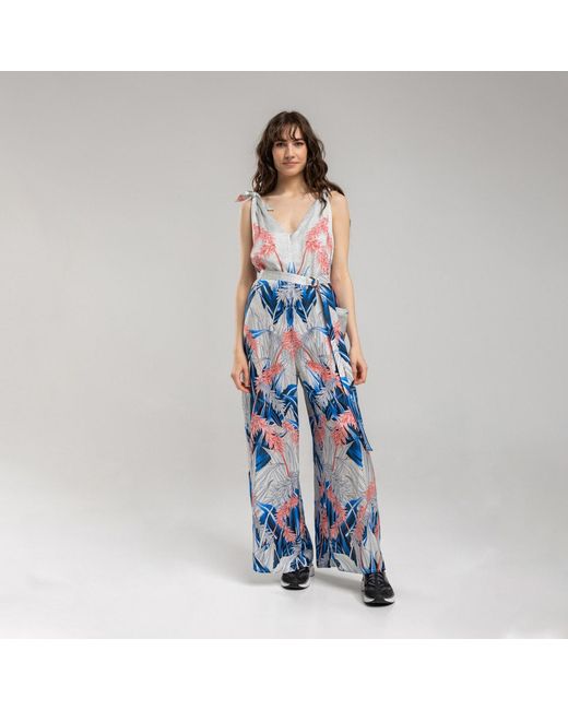 ARTISTA Blue Freya Printed Wide Palazzo Leg Jumpsuit