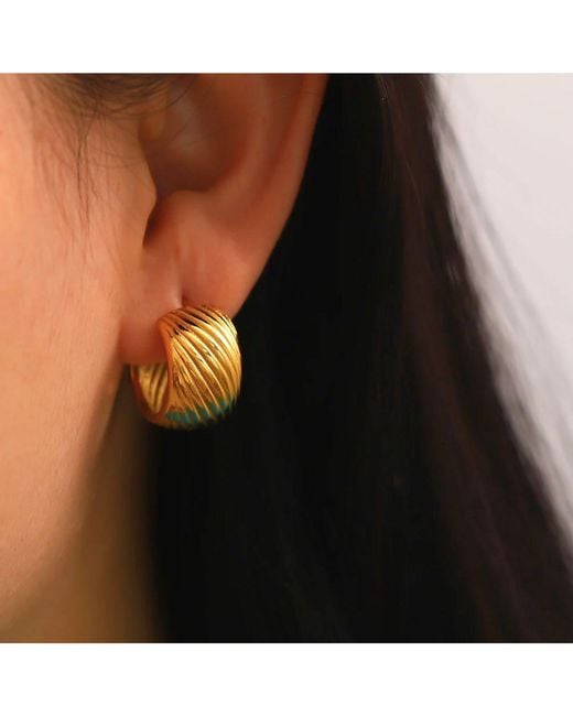 Olivia Le Metallic Florence Textured Huggie Hoop Earrings