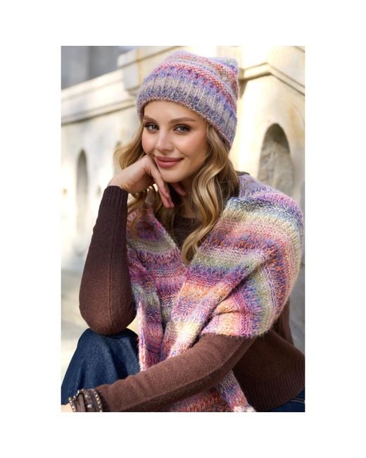 Saachi Pink Multicolored Knit Scarf