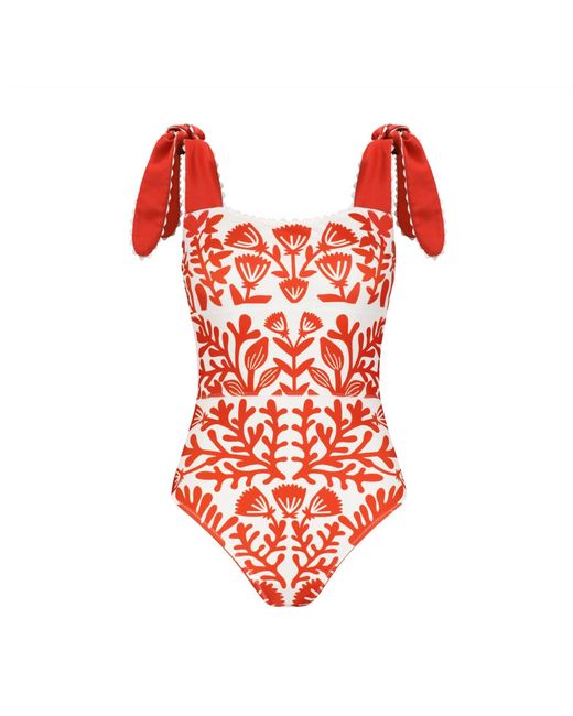 Jessie Zhao New York Red Coral Reversible One-piece Swimsuit