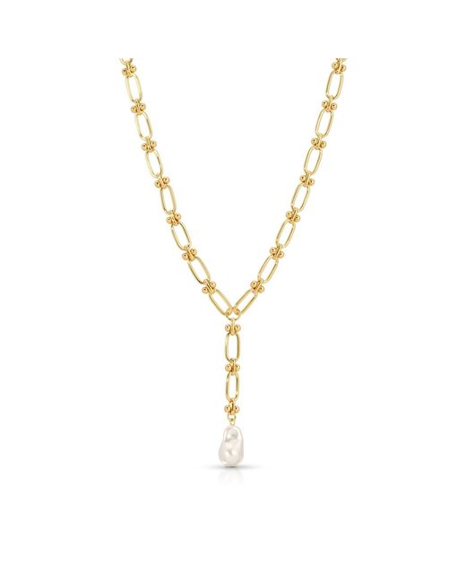 Leeada Jewelry Metallic Chloe Maxi Pearl Lariat Necklace