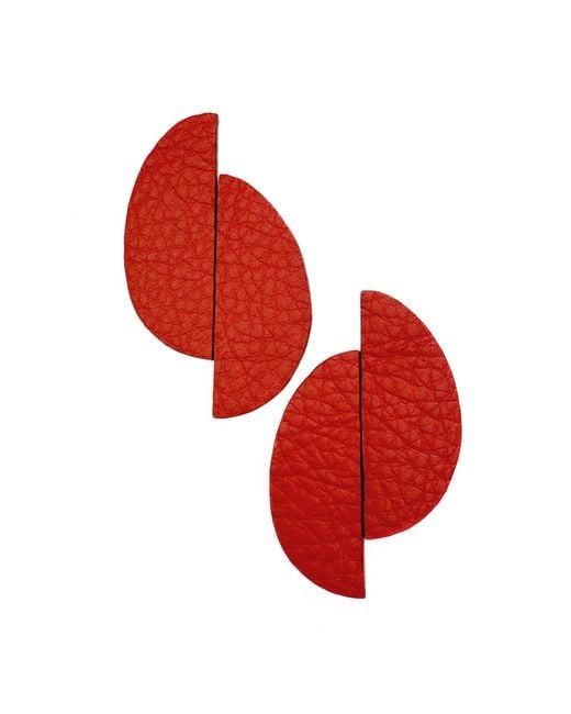 WAIWAI Red Echo Statement Leather Earrings