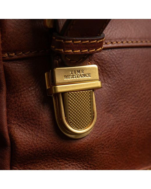 Time Resistance Brown Leather Backpack for men