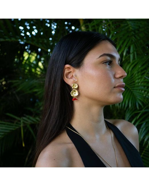 Ebru Jewelry Metallic Ocean Flame Coral Dangle Earrings