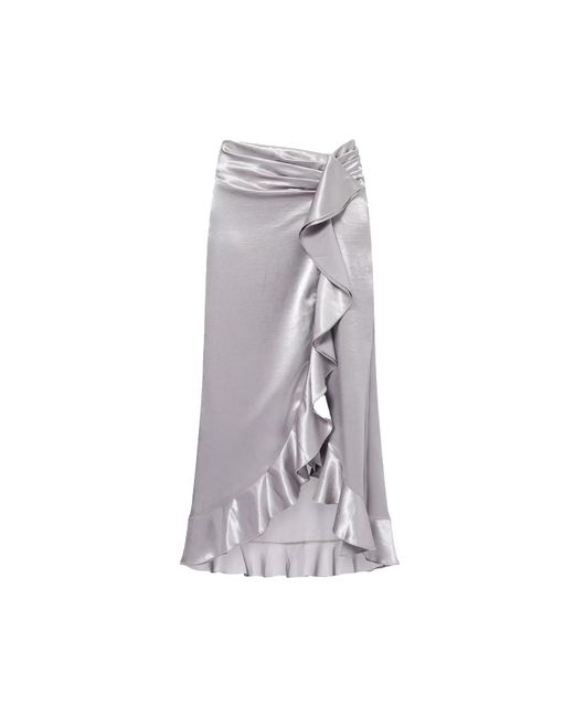 Amy Lynn Gray Susie Satin Ruffle Maxi Skirt