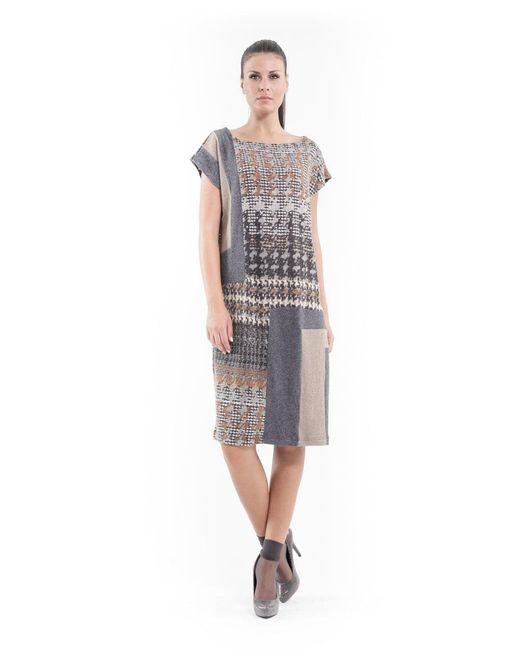 Conquista Brown Patterned Sweater Dress Anthracite