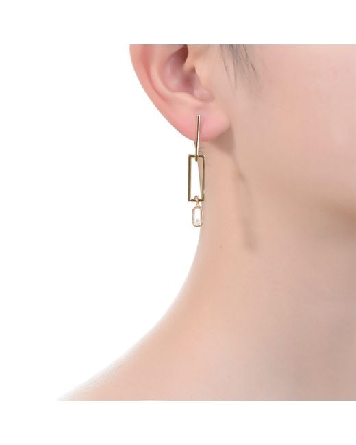 Genevive Jewelry Metallic 14K Plated With Colored Cubic Zirconia Drop Earrings