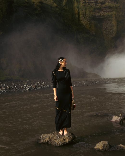Esther Saadia Black Aurora Slit Maxi