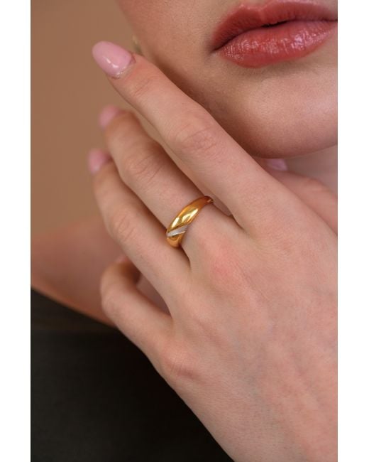 Zynnia Collective Metallic Two Tone Slit Dome Ring