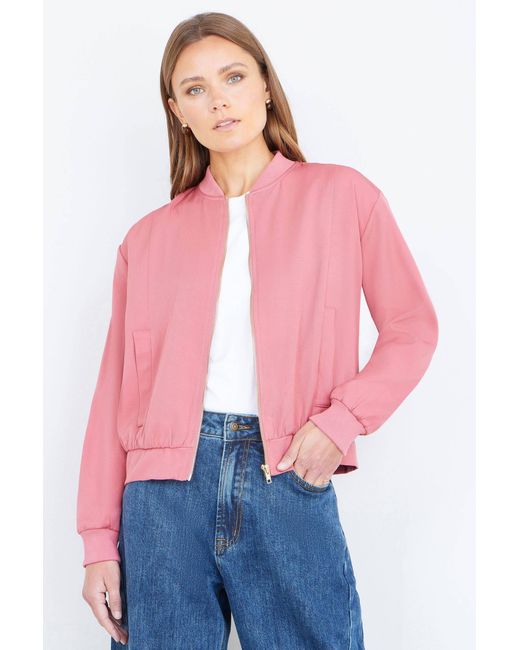 Yumi' Pink Relaxed Lightweight Bomber Jacket