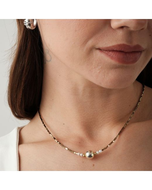 LINYA JEWELLERY Metallic Asel Ball Pearl Hematite Stone Necklace